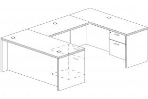 36-41x72 Bow Front laminate Desk with (2) BF pedestals - Image 6