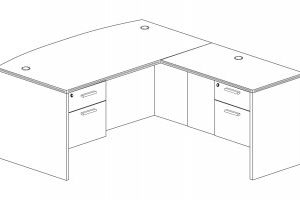 36-41x72 Bow Front laminate Desk with (2) BF pedestals - Image 7