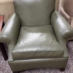 Traditional Green Leather Club Chair - Image 1