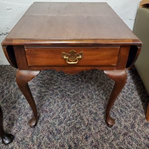 Traditional Wood Drop Leaf End Table - Image 1