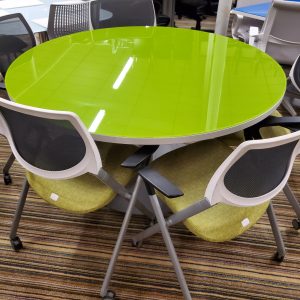 4.5 foot Round Conference Table with glass top - Image 1