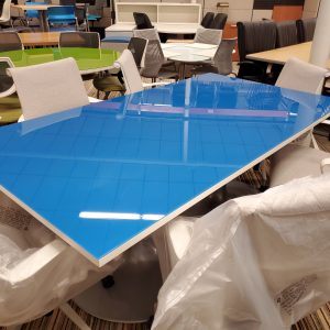 Conference Table 78 inches by 42 inches with Blue Glass Top - Image 1