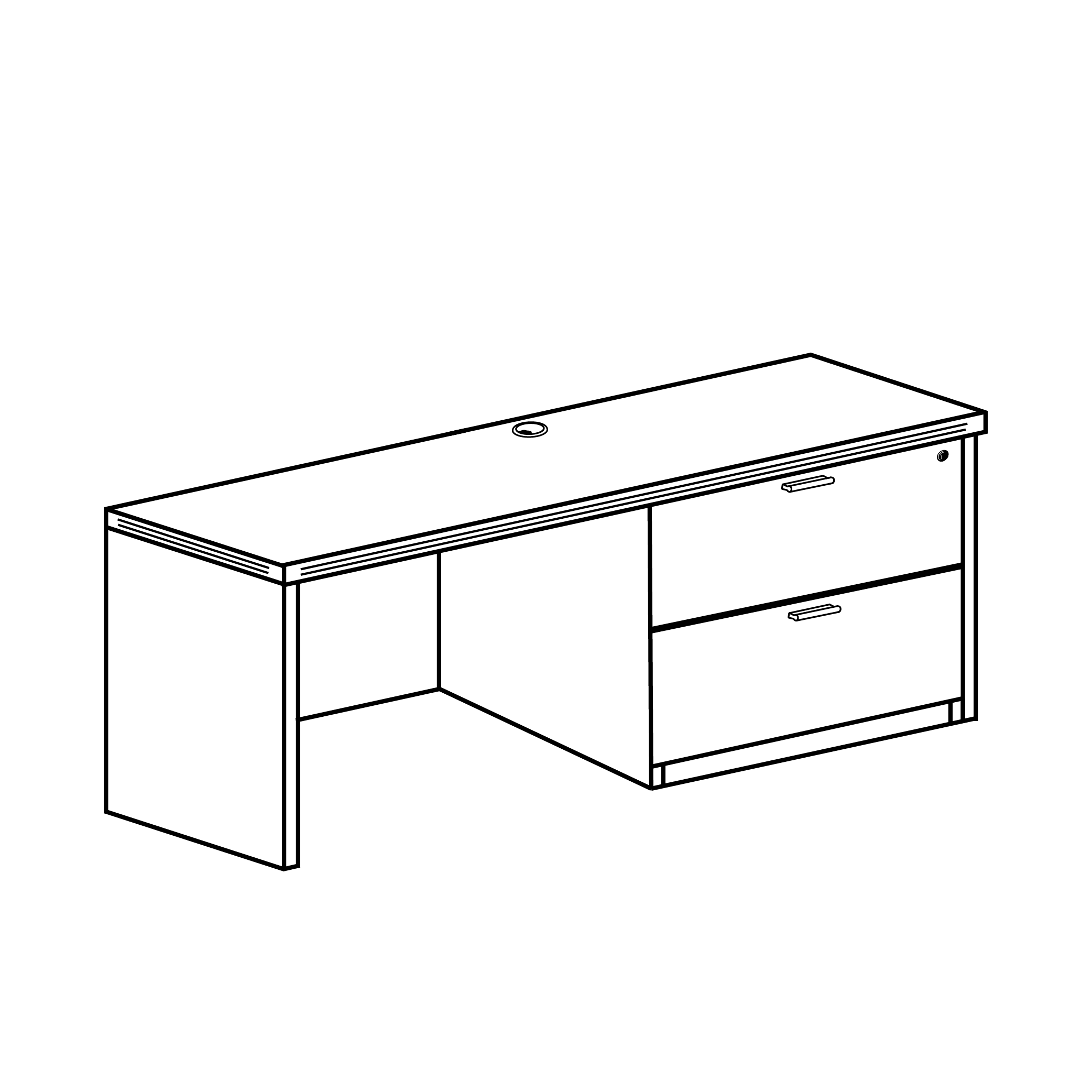 Credenza with single lateral file