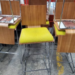 Bar Height Stool with Chrome frame and Green uph seat - Image 1