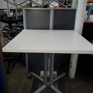 30" Square White Cafe Table with X base - Image 1