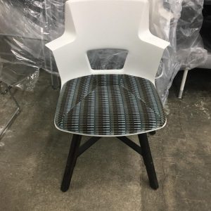 Shortcut Chair white back and stripe seat - Image 1