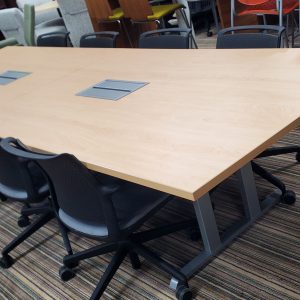 12' Enwork Conference Table (4 x 12) Maple with power - Image 1