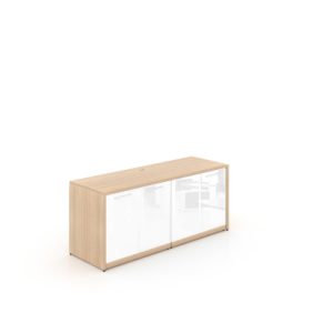 Potenza 4 Door Credenza with Storage Cabinets and Glass Doors - Image 1