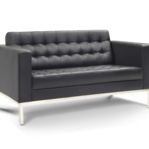 Loveseat Black Leather - Image 1