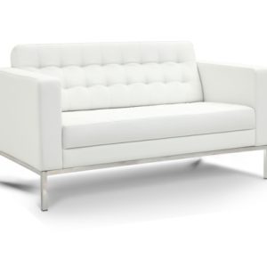 Loveseat White Leather - Image 1
