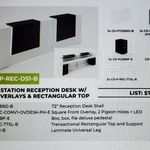 POTENZA Double Station Reception Desk with Front Overlays & Rectangular Top - Image 1