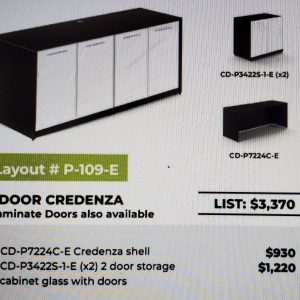 Potenza 4 Door Credenza with Storage Cabinets and Glass Doors - Image 1