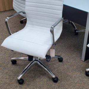 Zetti Mid Back White with Chrome Base