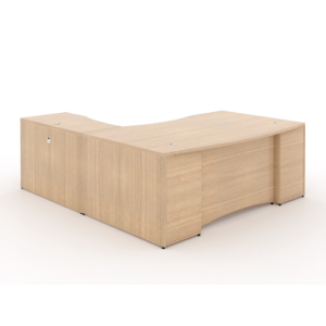 72" L-Shaped Bow Front Desk with Laminate Modesty Panel - Image 1
