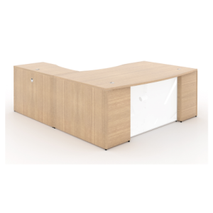 66" L-Shaped Rectangular Desk with Glass Modesty Panel - Image 1