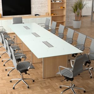 Potenza 14' Conference Table 10' + 4' Extension and Glass Top - Image 1