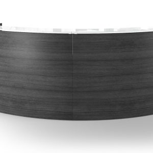 Curved Reception Desk with White Glass Transaction top - Image 2