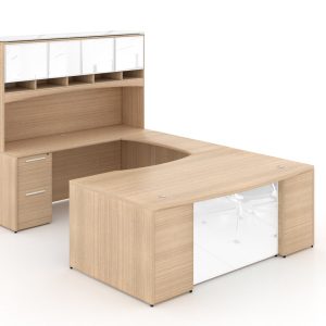 POTENZA U-Shaped Bow Front Desk with Glass Modesty Panel - Image 1