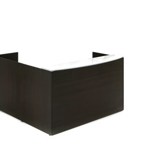 Potenza L-Shaped Reception Desk with Glass Transactional Floating Top