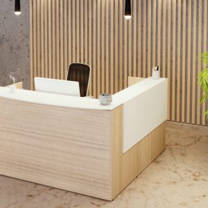 POTENZA L-Shaped Reception Desk w/Laminate Floating Top & Return Overlay - Image 1