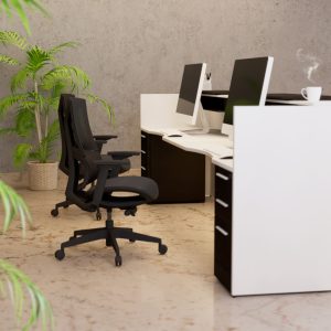 POTENZA Double Station Reception Desk with Front Overlays & Rectangular Top - Image 4