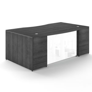 Bow Front Desk Shell with White Glass Modesty