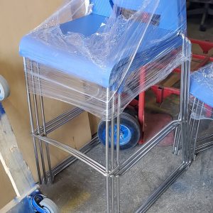 Royal Blue Bar height stool with chrome sled base - Image 1