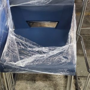 Navy Blue Stack chair with chrome sled base
