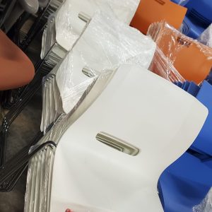 White Stack Chair with Sled Base