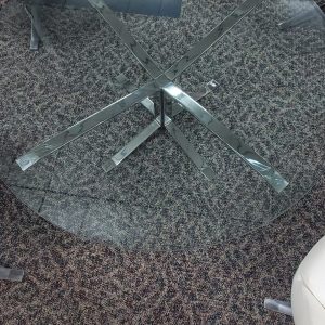 42" Round Glass Coffee Table with Chrome base - Image 1
