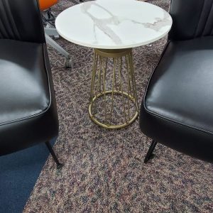 Faux marble side table with gold base