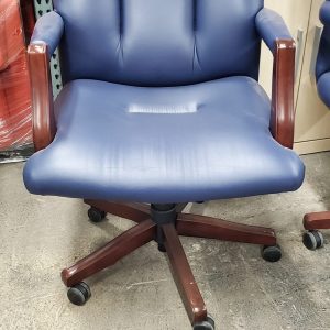Traditional Blue Task Chair with Cherry Trim