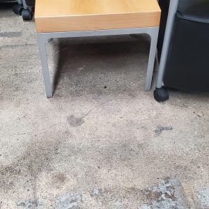 Maple wood side table with silver base