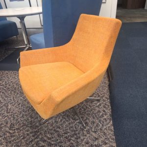 Lobby Chair - Orange Fabric Chrome Base - Image 2