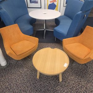 Lobby Chair - Orange Fabric Chrome Base - Image 3