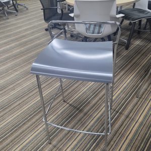 Bar Height Stool - Grey Seat with Chrome Base - Image 2