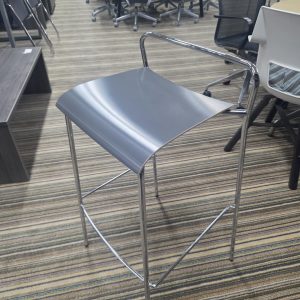 Bar Height Stool - Grey Seat with Chrome Base - Image 1