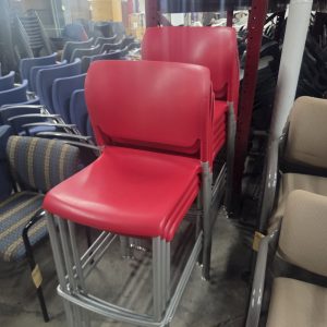 Breakroom Stack Chair Bar Height - Red Plastic - Image 2