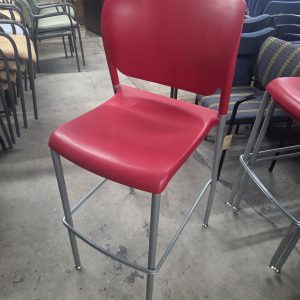 Breakroom Stack Chair Bar Height - Red Plastic - Image 1