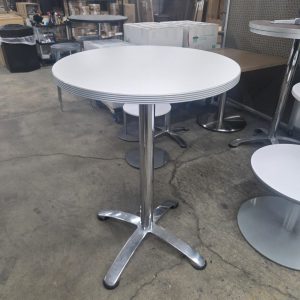 30" Round Breakroom Table - Bar Height Chrome Base - Image 1