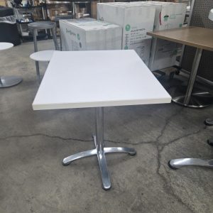 Breakroom Table 30" x 24" White Laminate top with Chrome Base - Image 1