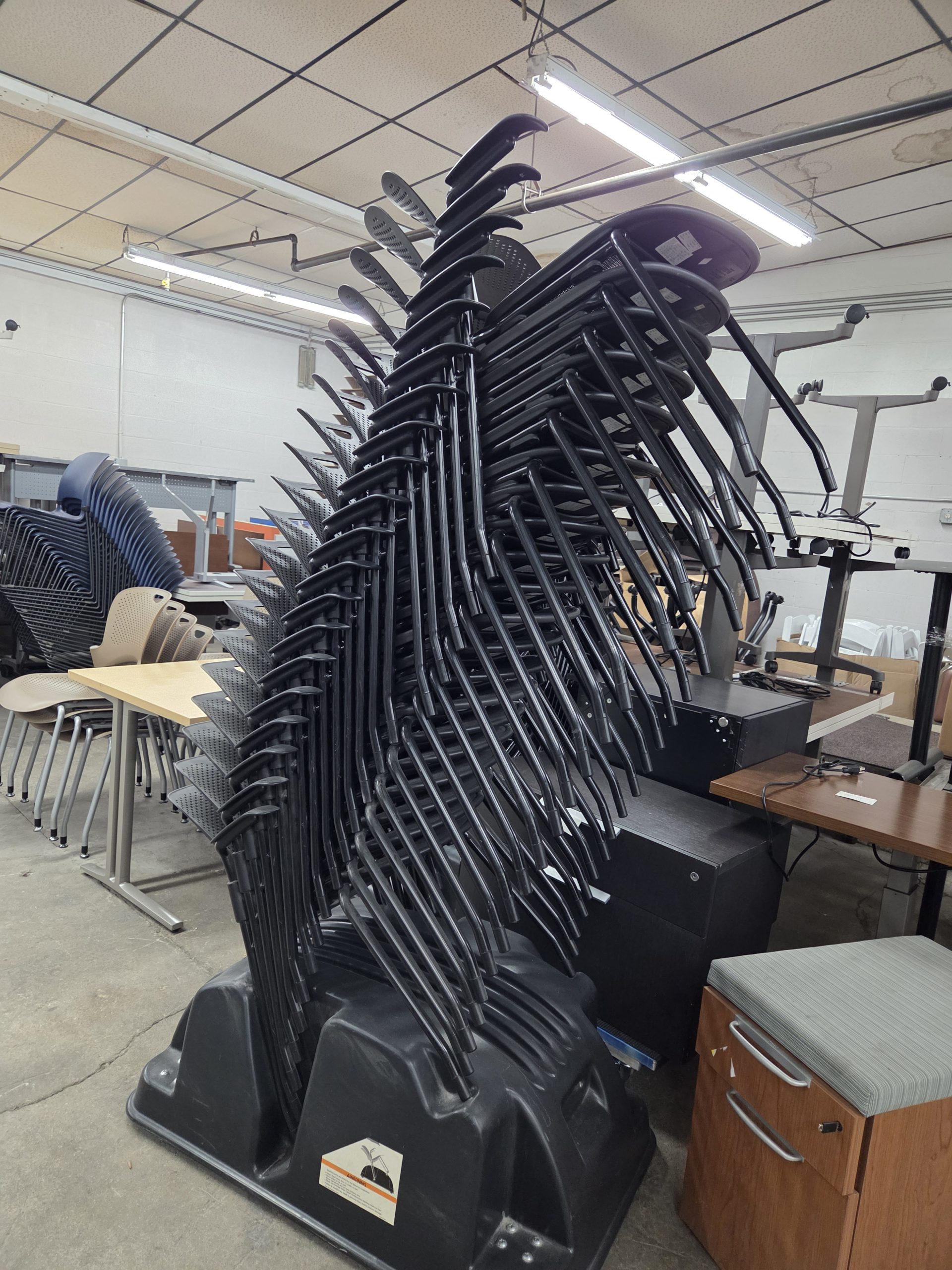 Caper Stack Chair with Poly Seat and Back BLACK