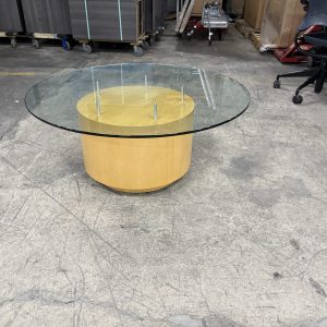 Glass Top Coffee Table with Maple Round base